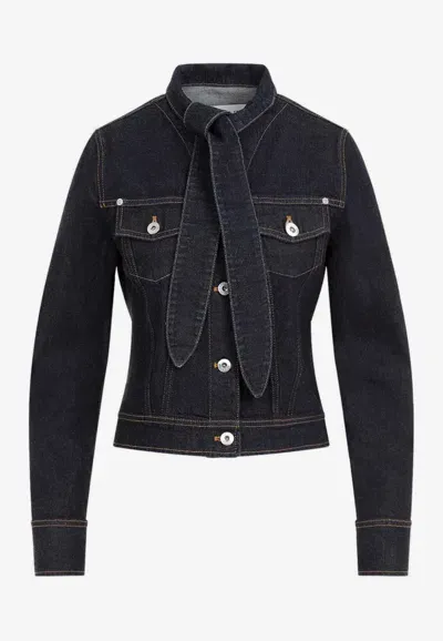 Lanvin Ascot Collar Denim Jacket In Blue