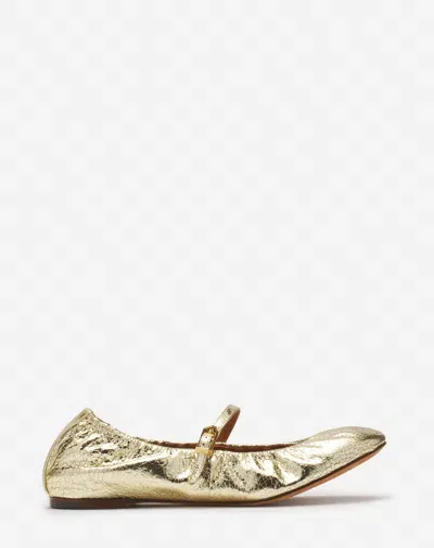 Lanvin The Ballerina Mary Jane In Crackled Metallic Leather For Women In Or