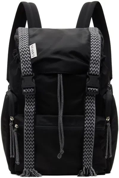 Lanvin Black Curb Nylon Backpack In 10 Black