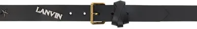 Lanvin Black Future Edition Leather Pin Belt In 10s1 Black/multi