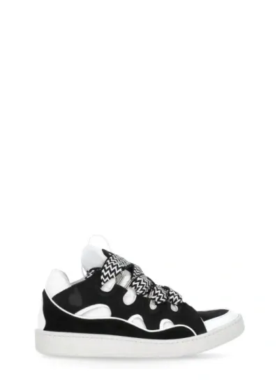 Lanvin Black Leather Curb Sneakers