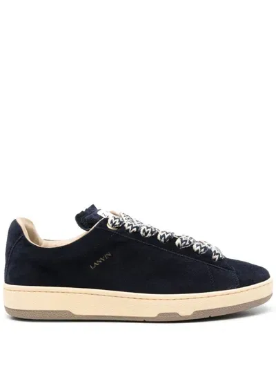 Lanvin Curb Lite Suede Sneakers In Blue