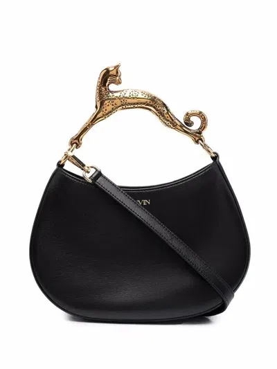 Lanvin Borsa Hobo Cat In Pelle Di Vitello Con Tracolla In Nero