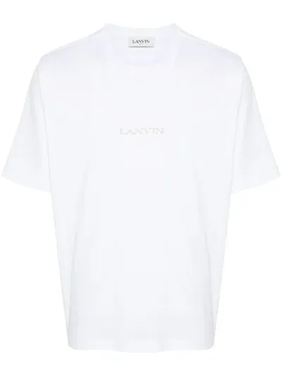 Lanvin Logo-embroidered Cotton T-shirt In Oppticwht