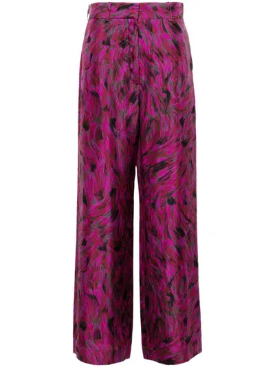 Lanvin Brush Stroke-printed Trousers In Fuchsia