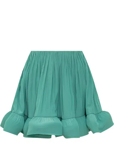 Lanvin Charmeuse Ruffle Skirt In Green