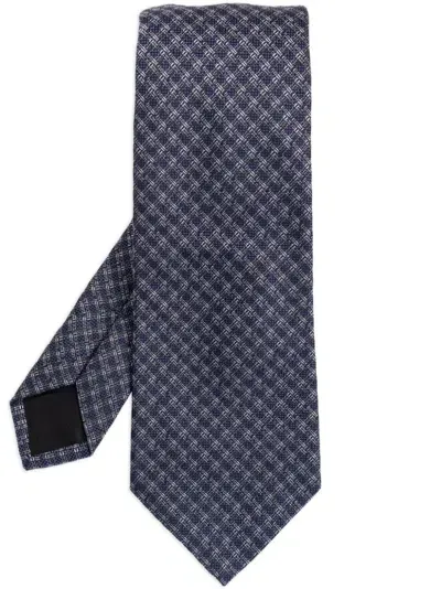 Lanvin Check Pattern Tie In Blue