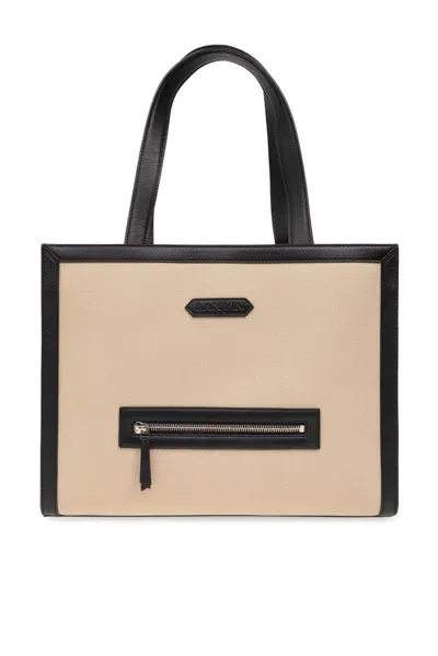 Lanvin Contrasting-trim Cotton Tote Bag In Multi