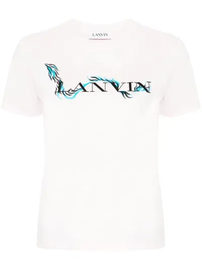 Lanvin Logo-print Cotton T-shirt In Pink & Purple