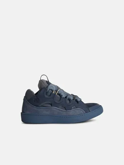 Lanvin 'curb' Blue Leather Blend Sneakers