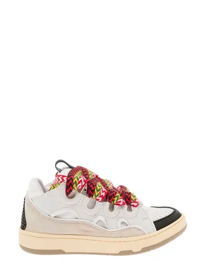 Lanvin Curb Sneakers With Multicolour Laces In Neutrals