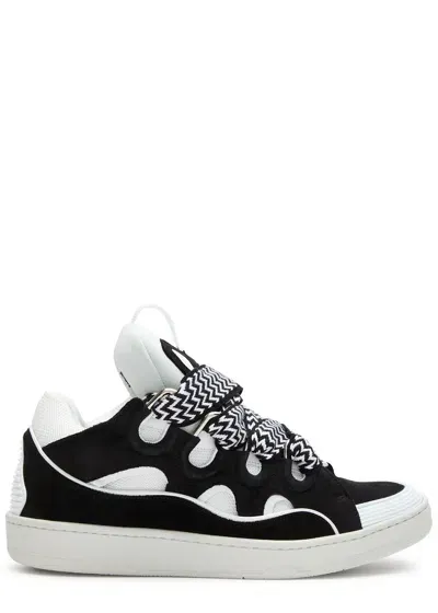 Lanvin Curb Panelled Sneakers In Black And White