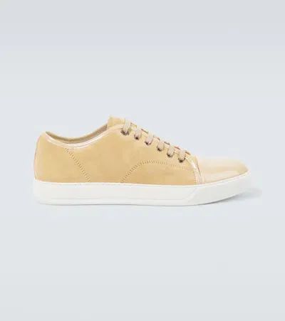 Lanvin Dbb1 Suede And Patent Leather Sneakers In Beige