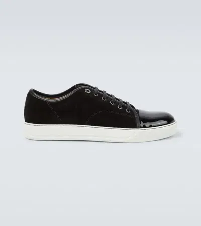 Lanvin Dbb1 Suede And Patent Leather Sneakers In Black