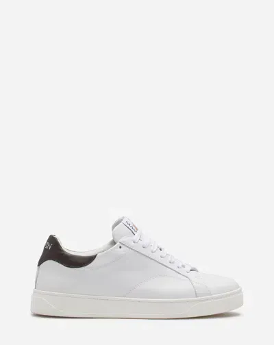 Lanvin Ddb0 Leather Sneakers For Men In White/brown