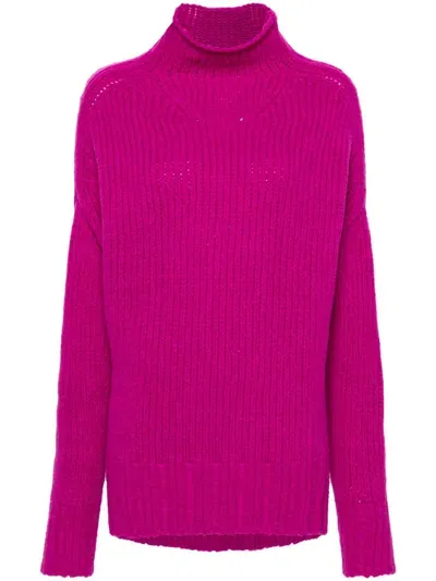 Lanvin Drop-shoulder Sweater In Pink & Purple