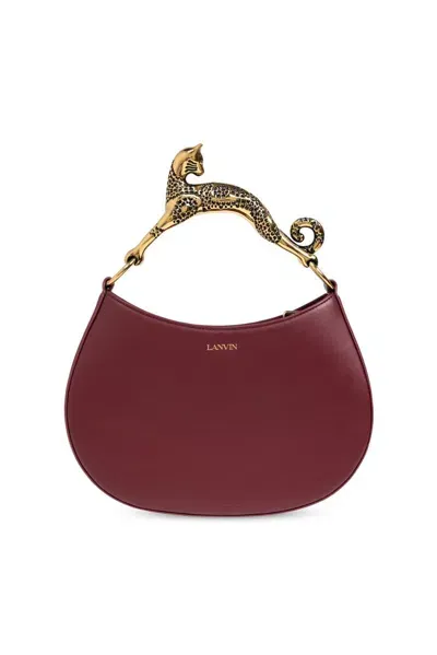 Lanvin Embellished Handle Zipped Tote Bag In Red