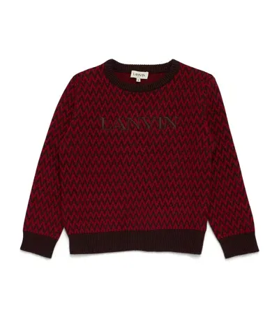 Lanvin Enfant Kids' Chevron Logo Sweater In Red