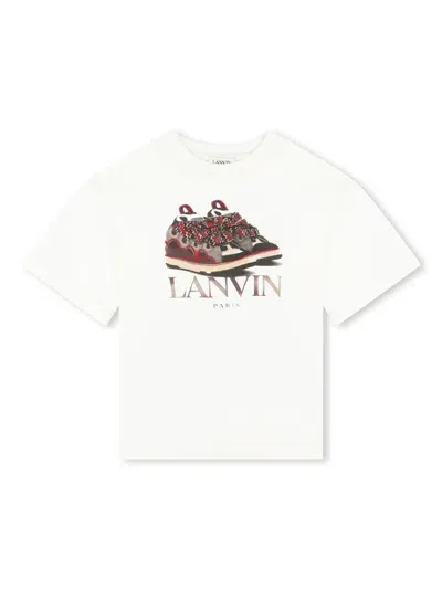 Lanvin Enfant Kids' Logo-print Crew-neck T-shirt In White