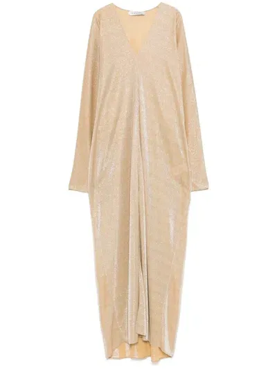 Lanvin Glitter-detail Maxi Dress In Beige