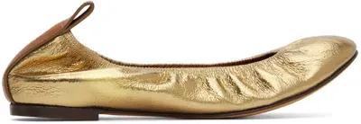 Lanvin Gold Leather Ballerina Flats In M1 Gold