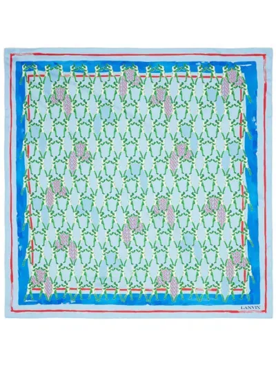 Lanvin Graphic-print Silk Scarf In Blue