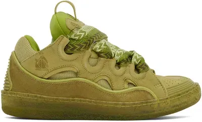 Lanvin Green Leather Curb Sneakers In 431 Pistachio Green