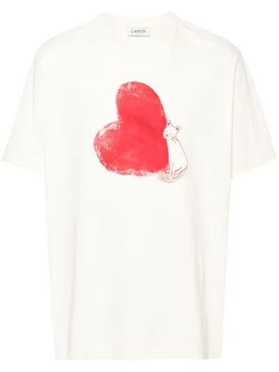 Lanvin Heart-print T-shirt In Neutrals