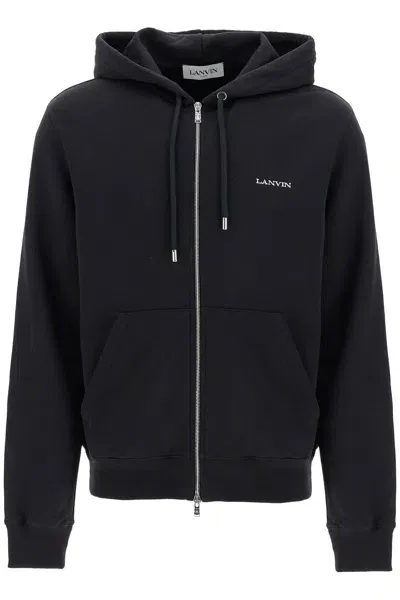 Lanvin Hooded Sweatshirt With Zipper In Black