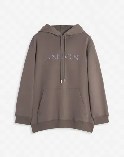 Lanvin Bead-embroidered Hoodie In Brown