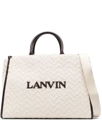 Lanvin In&out Cotton Tote Bag In Neutrals