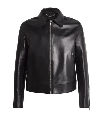 Lanvin Leather Collared Jacket In Schwarz