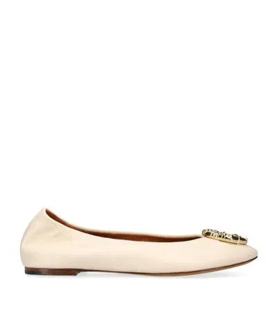 Lanvin Leather Melodie Ballet Flats In Beige