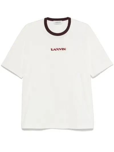 Lanvin Cotton Logo Embroidered T-shirt In White