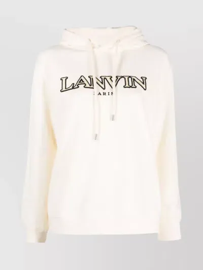 Lanvin Logo Cotton Hoodie In Blanco