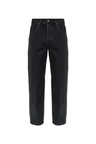 Lanvin Logo Embossed Denim Jeans In Black