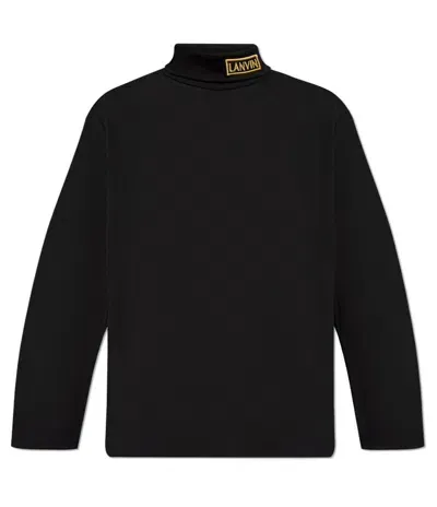 Lanvin Logo Embroidered Roll Neck Jumper In Black