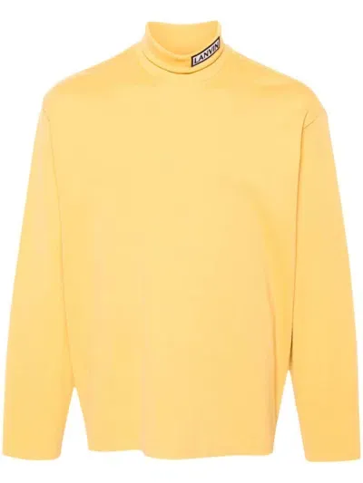 Lanvin Logo-patch Long-sleeve T-shirt In Yellow