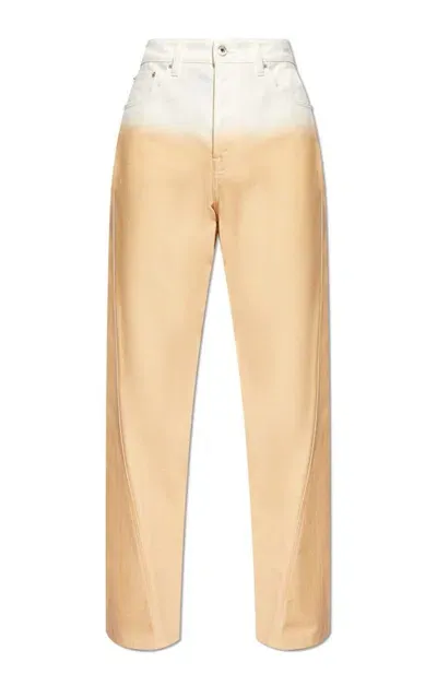 Lanvin Logo Patch Straight Leg Jeans In Orange