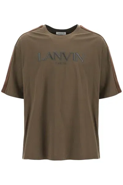 Lanvin Logo T-shirt With Curb Branded Stripes In Multicolor