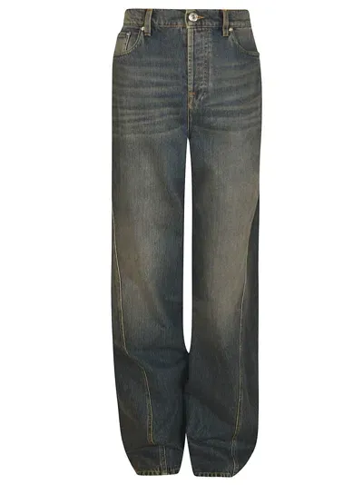 Lanvin Long Buttoned Jeans In Light Blue