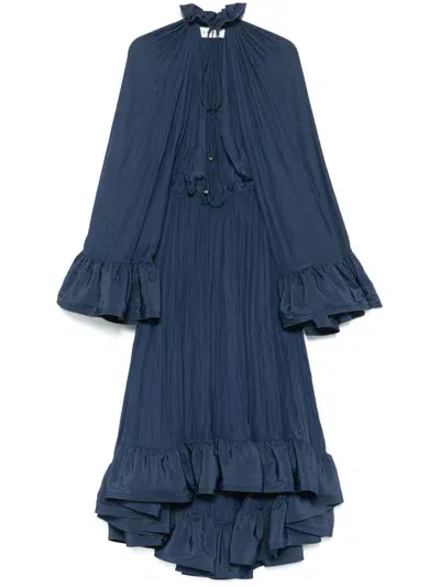 Lanvin Long Dress With Ruffles In Blue