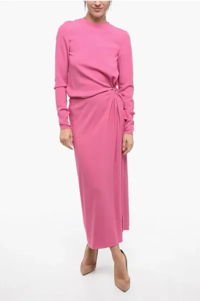 Lanvin Long-sleeved Bare Back Dress With Side Split In Pink