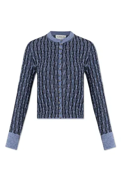 Lanvin Lurex Thread Cardigan In Blue