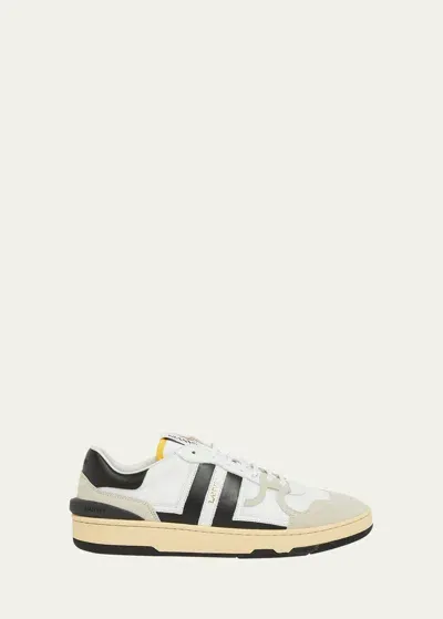 Lanvin Men's Clay Colorblock Low-top Sneakers In White/black