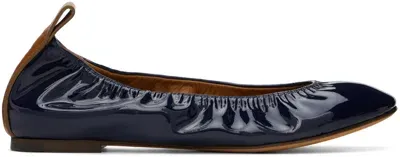 Lanvin Navy Patent Leather Ballerina Flats In 29 Navy Bl