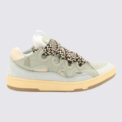 Lanvin Light Blue Leather Curb Snekaers In Pale Blue