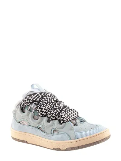 Lanvin Pale Blue Leather Curb Sneakers