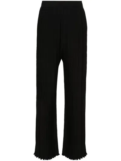 Lanvin Plissé Wide-leg Trousers In Nero