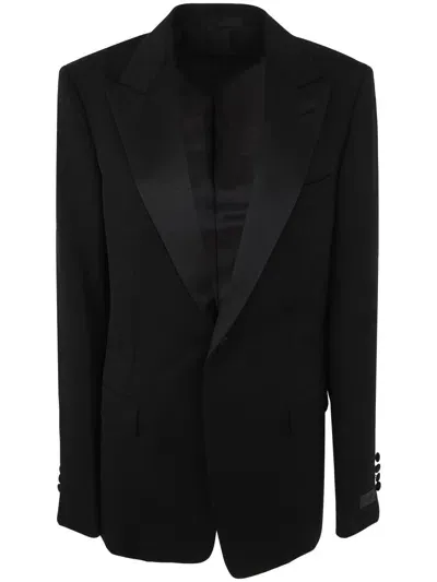 Lanvin Peak Collar Tuxedo Jacket In Black